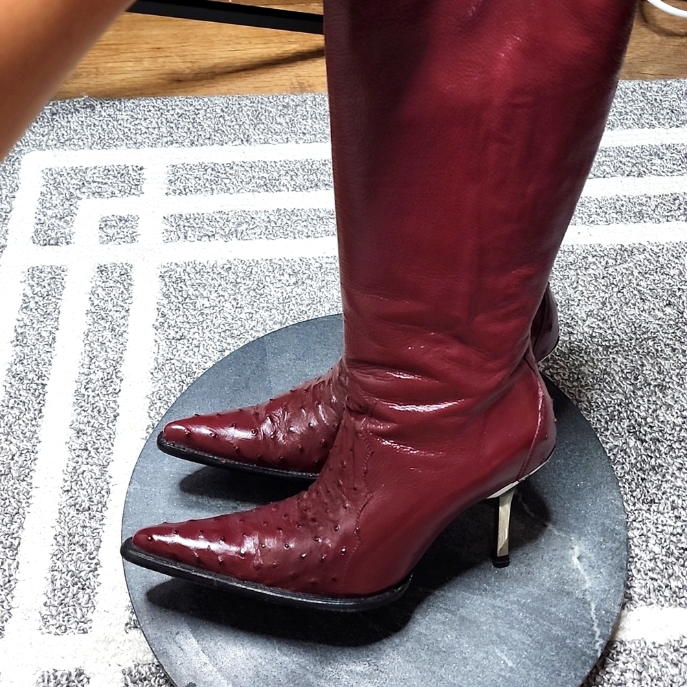 Leather maroon boots CUTE! - Picture 5 of 14